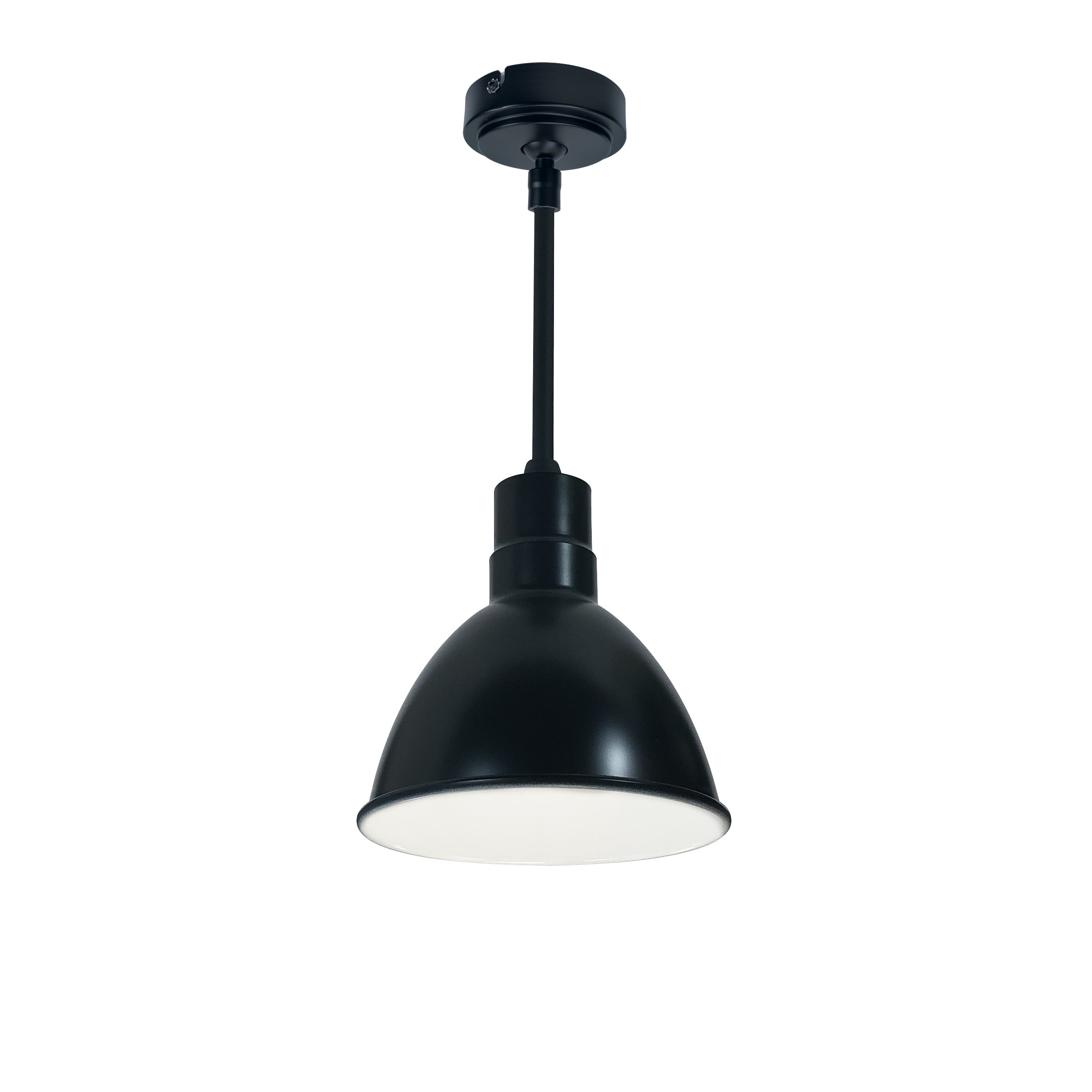 Nora Lighting NRLM-8ST1835BWLE4/96 - Recessed - 8 Inch RLM 96 Inch Stem Mounted LED Shade, 2200lm, 3500K, Black/White, 120V 0-10V/Triac/ELV & 277V 0-10V Dimming