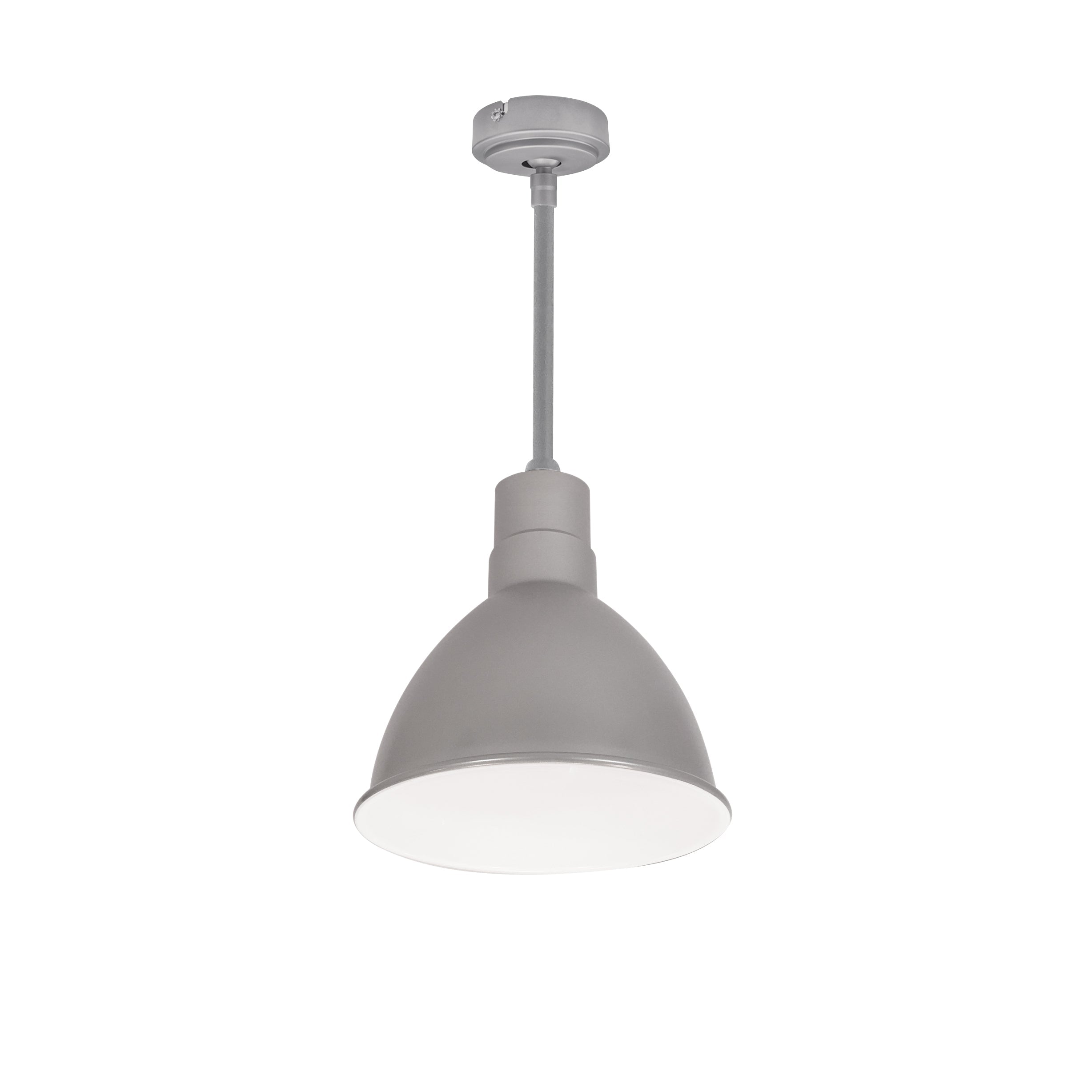 Nora Lighting NRLM-8ST1835GMWLE4/12 - Recessed - 8 Inch RLM 12 Inch Stem Mounted LED Shade, 2200lm, 3500K, Gun Metal/White, 120V 0-10V/Triac/ELV & 277V 0-10V Dimming