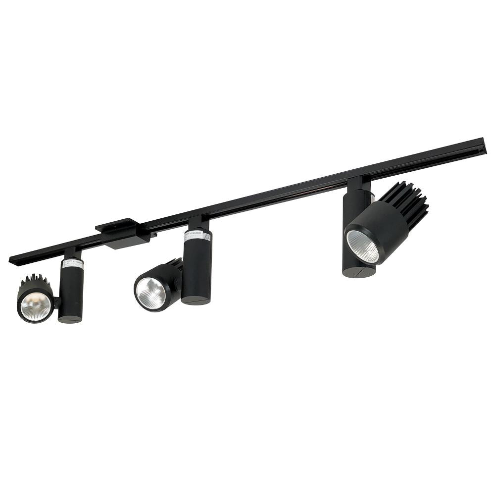 Nora Lighting NTLE-84240SB 4-ft Track Pack with (3) Aiden 2200lm LED 80+ CRI 4000K Spot Track Heads, Black