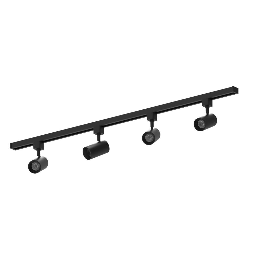 Nora Lighting NTLE-864930NB/4H 4-ft Track Pack with (4) MAX Mini 1000lm LED Track Heads, 3000K, Black Finish